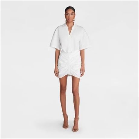 Robe-chemise manches courtes froncée KBB by KAHLANA femmes - blanche TP