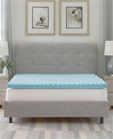 QUEEN - Surmatelas ProSleep 2,5 po mousse mémoire infusé gel ondulé - blanc