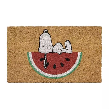 VOIR PHOTOS Paillasson fibre coco Peanuts Snoopy melon d'eau 18 x 30 po, naturel