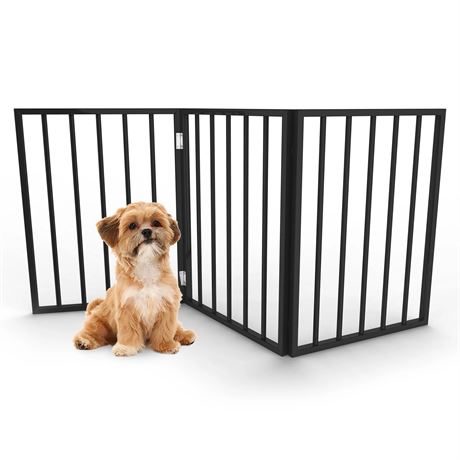 Barrière intérieure 3 panneaux pliable bois 54 x 24 po - noire