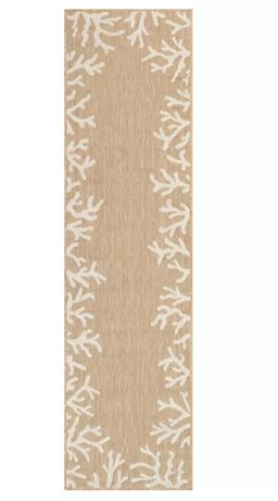 Tapis int/ext Liora Manne Coral bordé sable 100 % polypropylène 2'3 x 7'6 pi