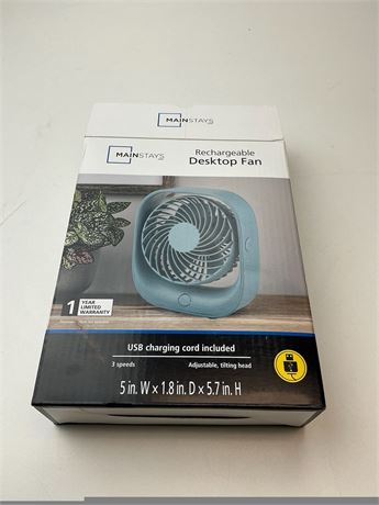 Ventilateur de table rechargeable USB Mainstays bleu 5 po