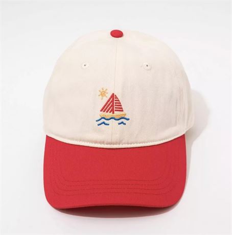 Casquette baseball voilier Frasier Sterling crème/rouge coton ajustable