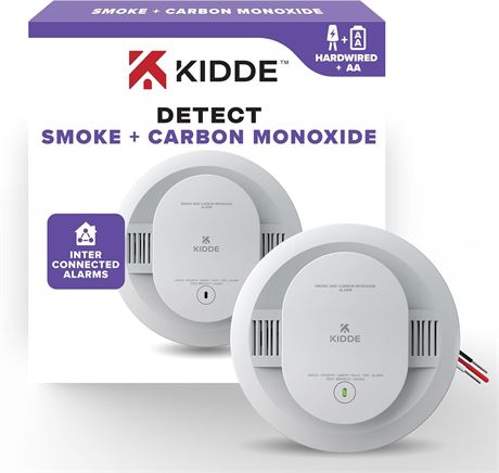 Détecteur fumée et monoxyde Kidde câblé secours piles AA, DEL