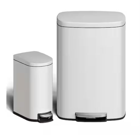 Poubelle cuisine à pédale Garvee 13 gal et 2,6 gal inox blanc