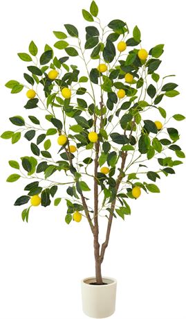 Citronnier artificiel 5 pi avec pot blanc