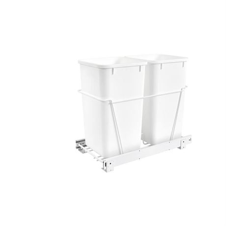 Poubelle coulissante double 27 pte 19,25 x 11,81 x 22,25 po blanche