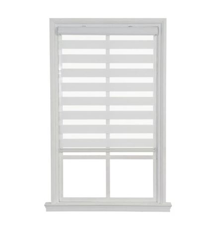 Store enrouleur zébré sans corde fini blanc 42 x 72 po