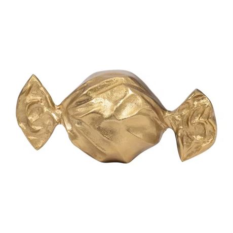 Figurine bonbon moderne en métal doré 8,25 x 3,5 po