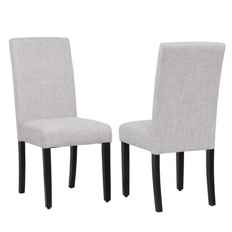 Chaise Nina rembourrée tissu lin gris clair (ensemble)