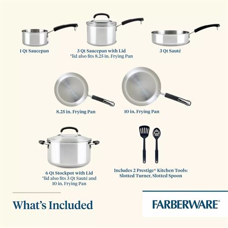 Ens. 10 pcs - batterie inox Farberware Brilliance