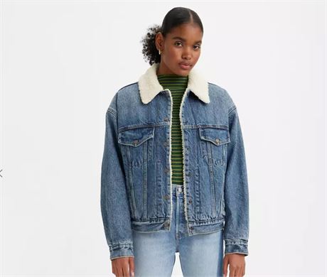 XL - LEVI'S Veste de camionneur Sherpa des années 90