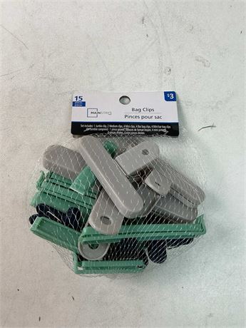 Pinces à sac petites Aqua Sky lot de 15