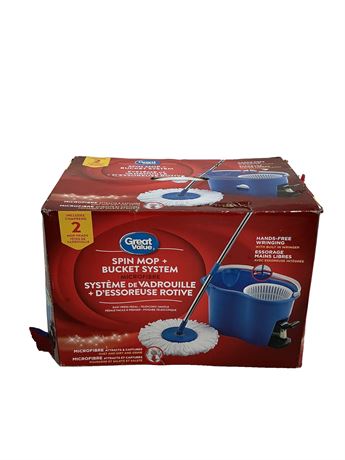 Système balai rotatif + seau Great Value microfibre