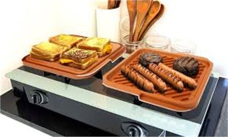 Gotham Steel — Poêle double réversible pour gril ou plaque chauffante