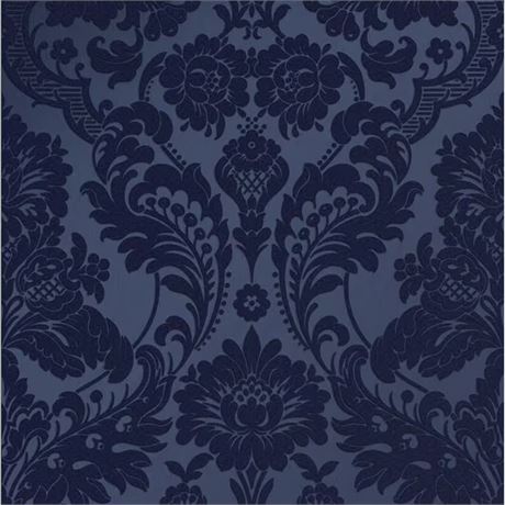 Papier peint amovible damassé cobalt