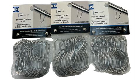 Crochets métal Mainstays pour rideau de douche (12 pcs) ens. de 3