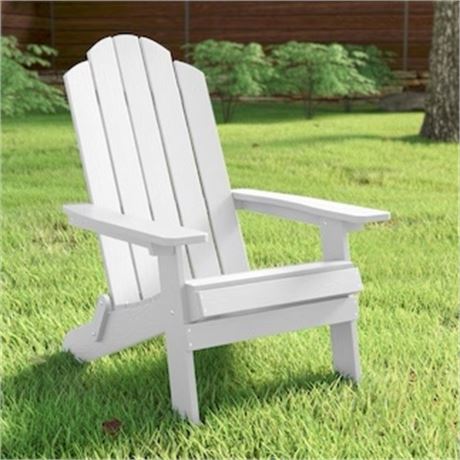 Chaise Adirondack pliante plastique blanche ext. résist. intempéries patio