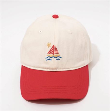 Casquette baseball voilier Frasier Sterling crème/rouge coton ajustable