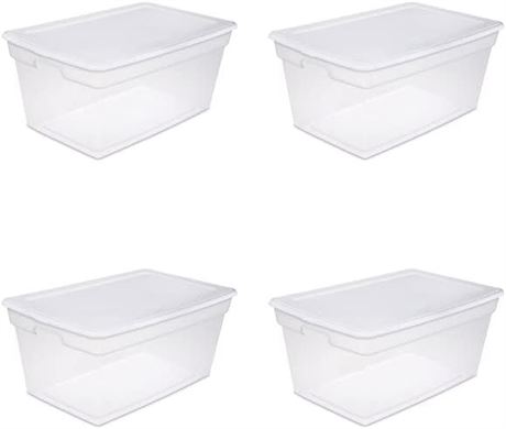LOT DE 4 - Boîte de rangement Sterilite 90 pintes, blanc