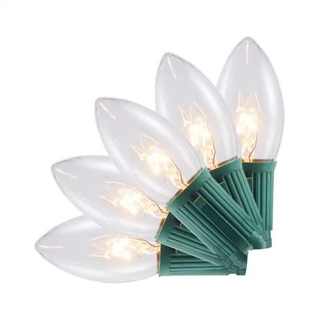 Lumières C9 incandescentes + 100 attaches à lumières