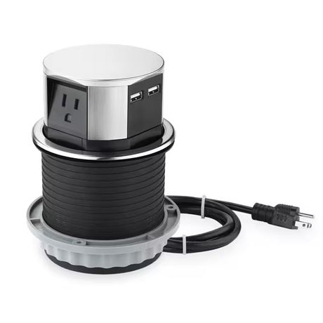 Bloc prise escamotable 3 prises 2 USB protection surcharge