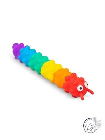 Push-popper lumineux à ventouse chenille arc-en-ciel