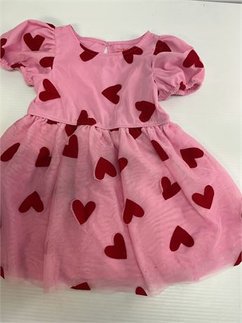 VOIR PHOTOS - robe à cœur rose fille gr 3