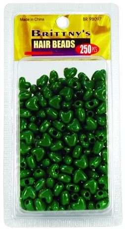 Perles cœur Brittny vert - lot de 12 paquets