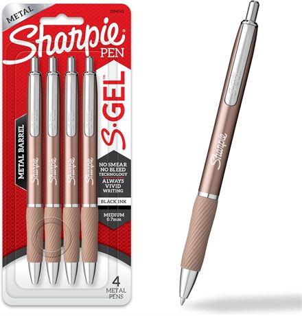 Stylos gel Sharpie S-Gel métal champagne 0,7 mm – encre noire