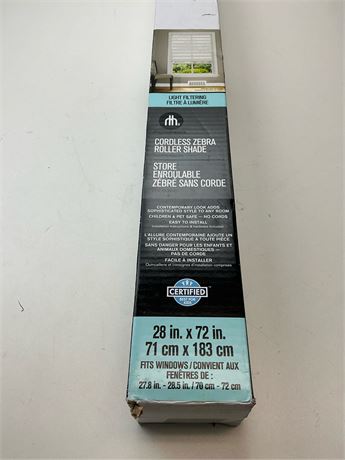Store zébré sans fil blanc 28 x 72 po
