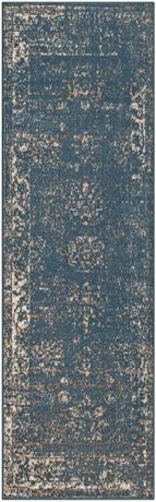 Tapis chemin Unique Loom Sofia Casino 2 x 6'7 pi - bleu/ivoire