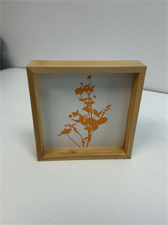 Petit cadre mural fleur orange 17cm