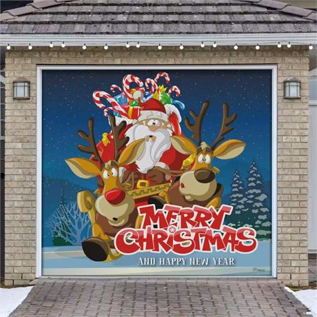Décoration porte garage Noël 7 x 8 pi Père Noël