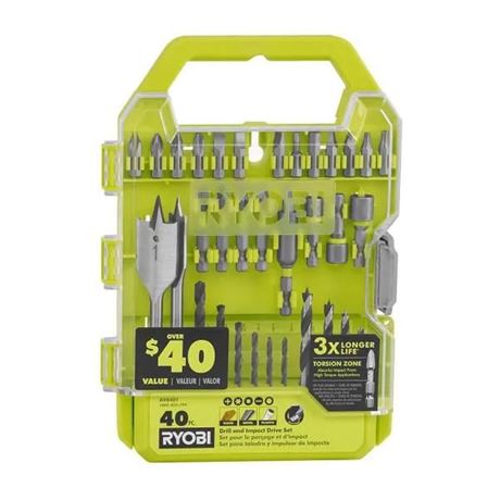 Ensemble mèches Ryobi perceuse et impact 40 pièces
