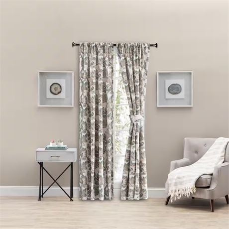 1 panneau - Rideau Wynette gris floral 100 x 84 po