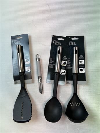 Lot de 4 ustensiles cuisine louche spatules cuillère éplucheur