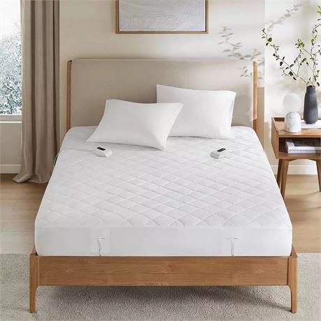 SIMPLE - Surmatelas chauffant Serta microfibre 10 niveaux de chaleur, blanc