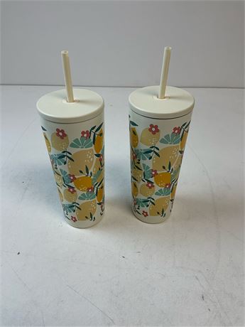 Gobelets citron 24 oz avec couvercle – lot de 2