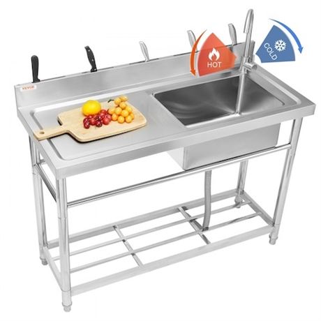 Cuve utilitaire inox VEVOR 120 x 50 x 95 cm, petite autoportante
