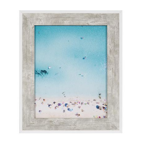 Cadre photo Hometrends Oceans grain de bois gris accent blanc 8 x 10 po