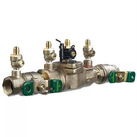 Ens. anti-refoulement double clapet bronze 3/4 po + arrêt 1/4 tour