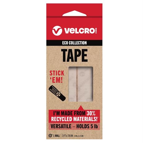 Rubans Velcro ECO adhésifs 3 pi x 7/8 po lot de 4