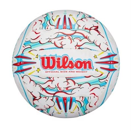 Ballon volleyball Wilson Graffiti Peace - blanc/bleu taille 5 cuir synth.