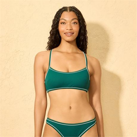 Haut LARGE bikini bralette dos nageur à passepoil femmes Shade & Shore vert