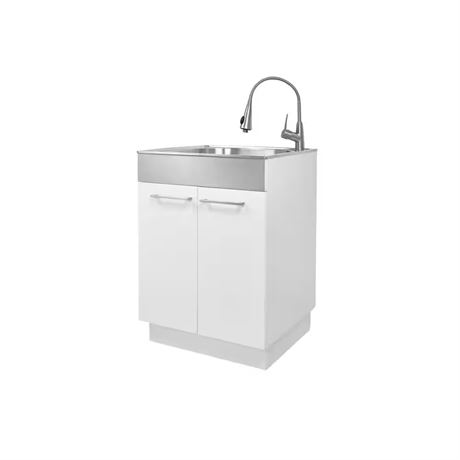 Évier inox buanderie 24 po tablier avant
