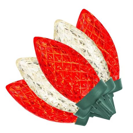 Guirlande lumineuse C9 LED rouge/blanc chaud 100 lumières