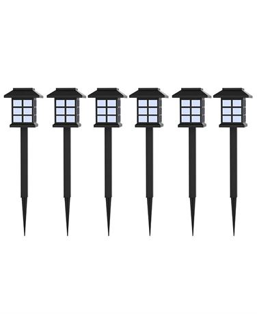Ens. 6 lampes solaires extérieures Pure Garden, noires