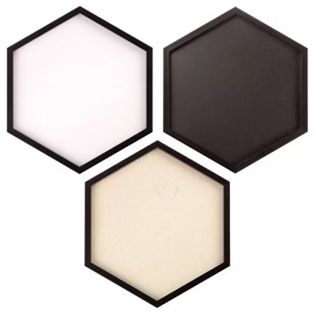 Ens. 3 pcs - organisateurs mur hexagonaux 16,8 x 14,8 tableaux effaçables noir