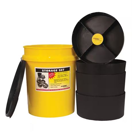 Seau organisateur de rangement entrepreneur avec couvercle et plateaux